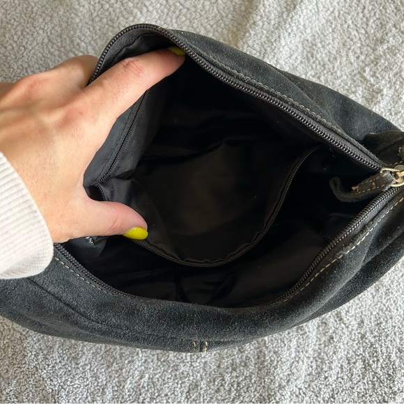 Apt 9 Black Suede 90s inspired, Minimalist, purse, Whimsy Goth, LBB Shoulder Bag - Picture 4 of 12